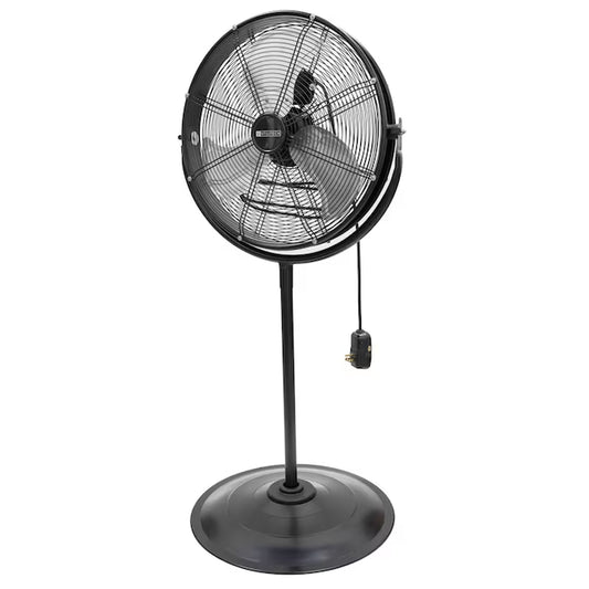 20-In 3-Speed Indoor or Outdoor Black Pedestal Fan