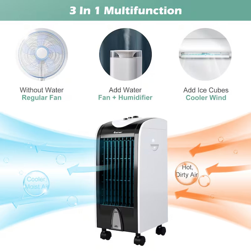 256-CFM 3-Speed Indoor Portable Evaporative Cooler for 250-Sq Ft (Motor Included)