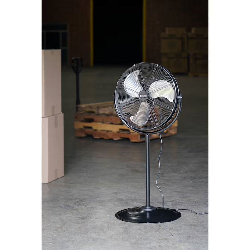 20-In 3-Speed Indoor or Outdoor Black Pedestal Fan